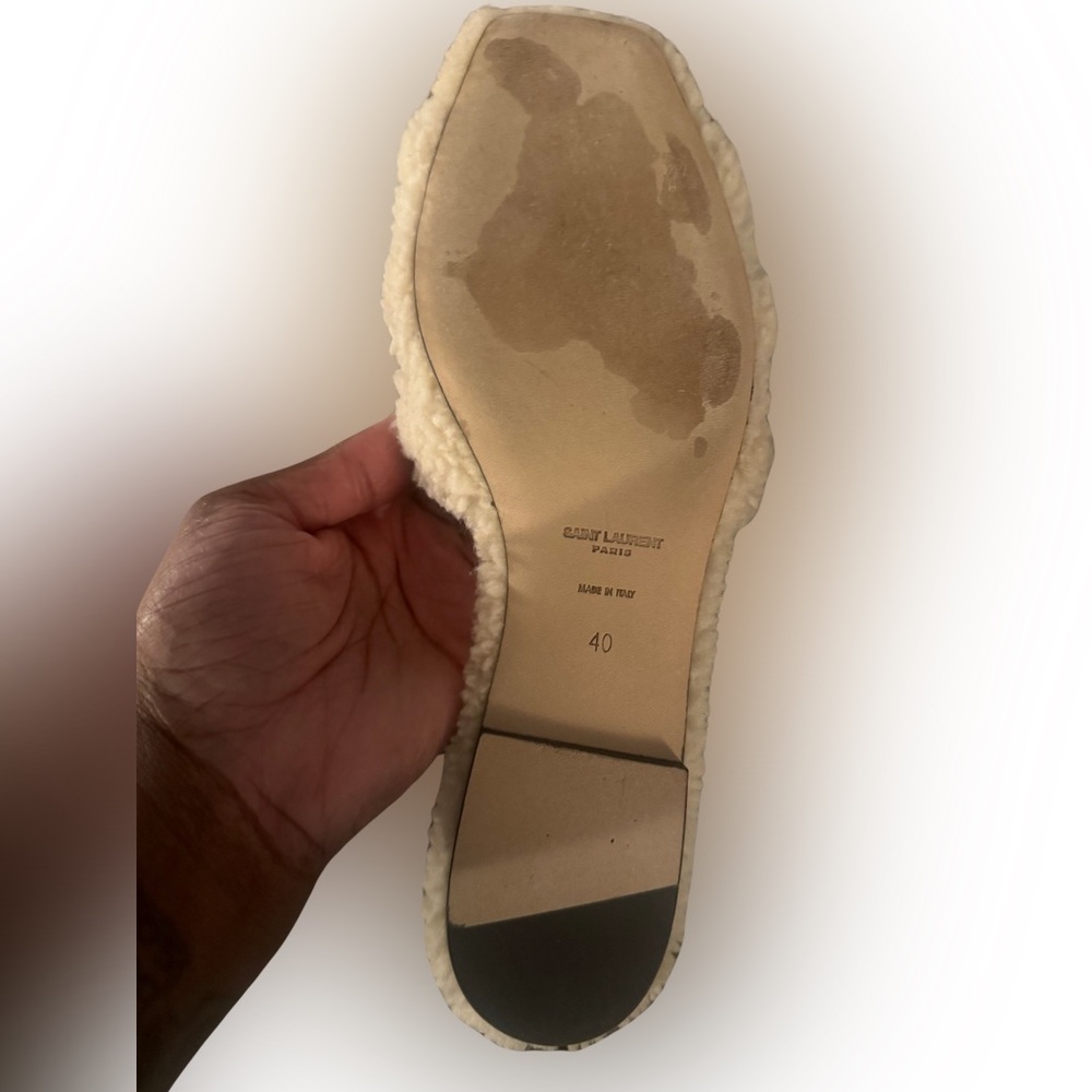 YSL Like New Tribute Shearling Flat Sandal - Picture 11 of 11
